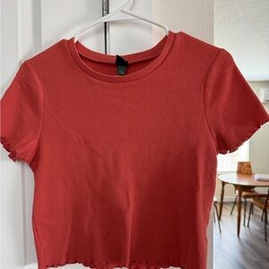 Women's Large ‘Wild Fable’ Coral Ribbed Crop Top